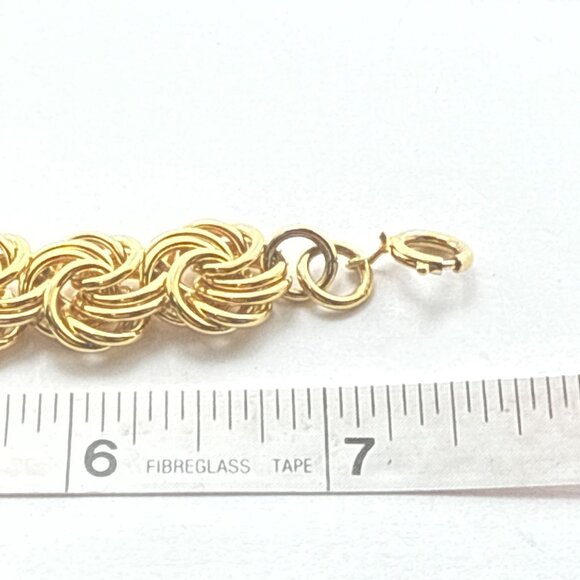 Vintage Gold Tone Statement Chain Link Bracelet Chunky Textured Women’s Jewelry - Picture 8 of 8